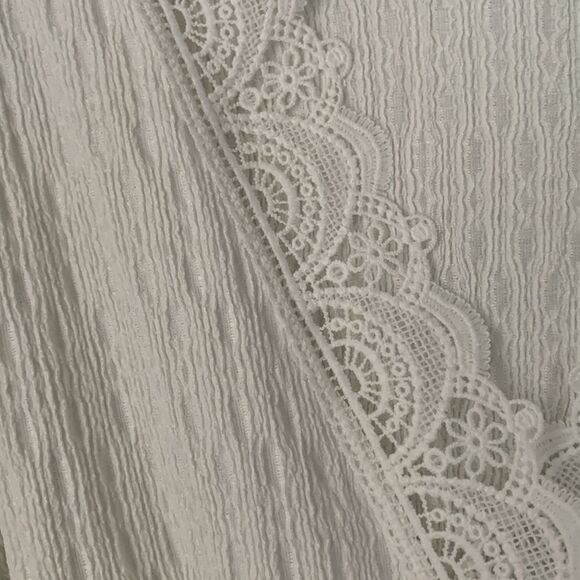 ASOS Design Textured White Crochet Trim Wrap Long Sleeve Mini Dress Size 6 - Picture 6 of 12